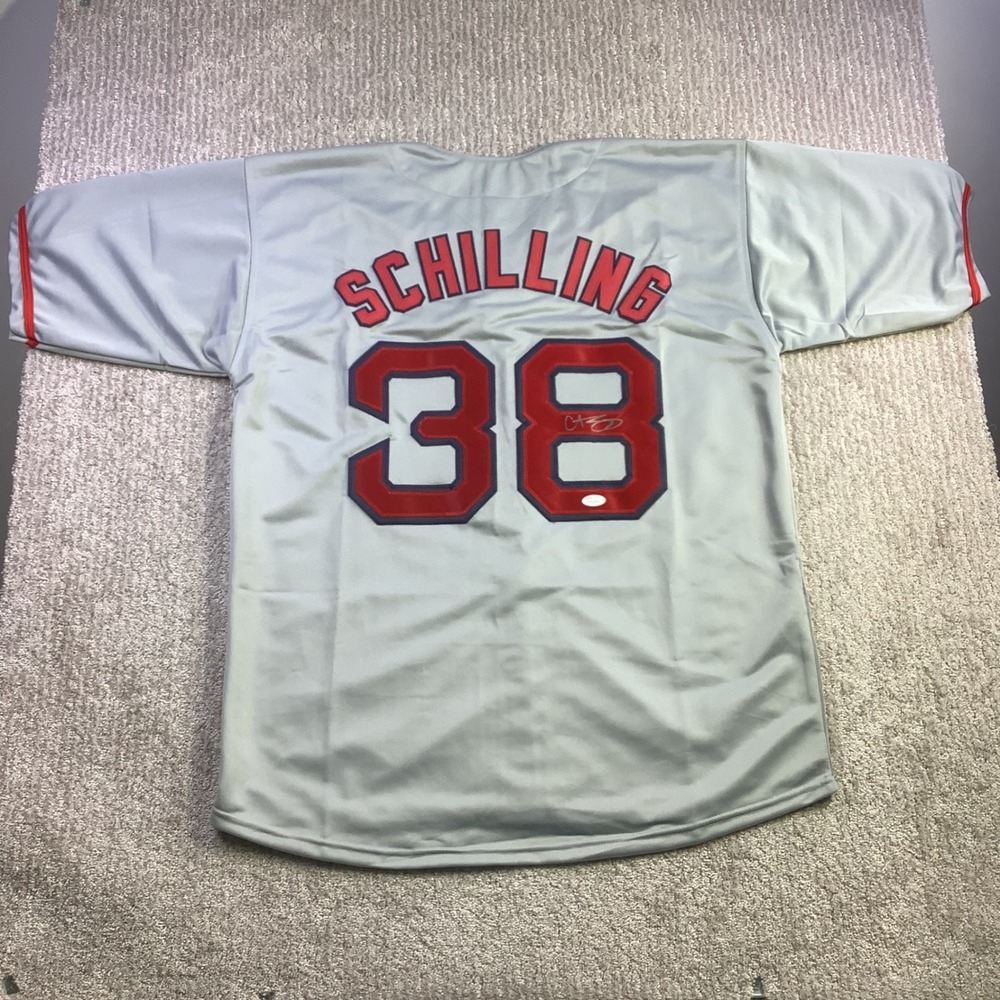 Curt Schilling Signed Boston Red Sox Gray 38 Jersey JSA COA Autograph XL New